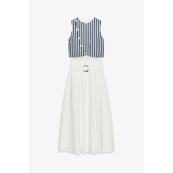 ZARA BELTED LINEN BLEND LONG DRESS - Picture 7 of 10